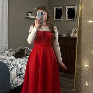 Elegant Red Corset Dress